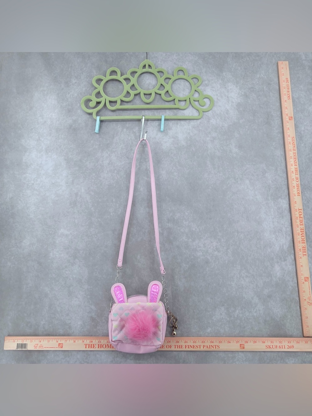 Kids Pink Bunny Shoulder Bag with Fluffy Pom-Pom